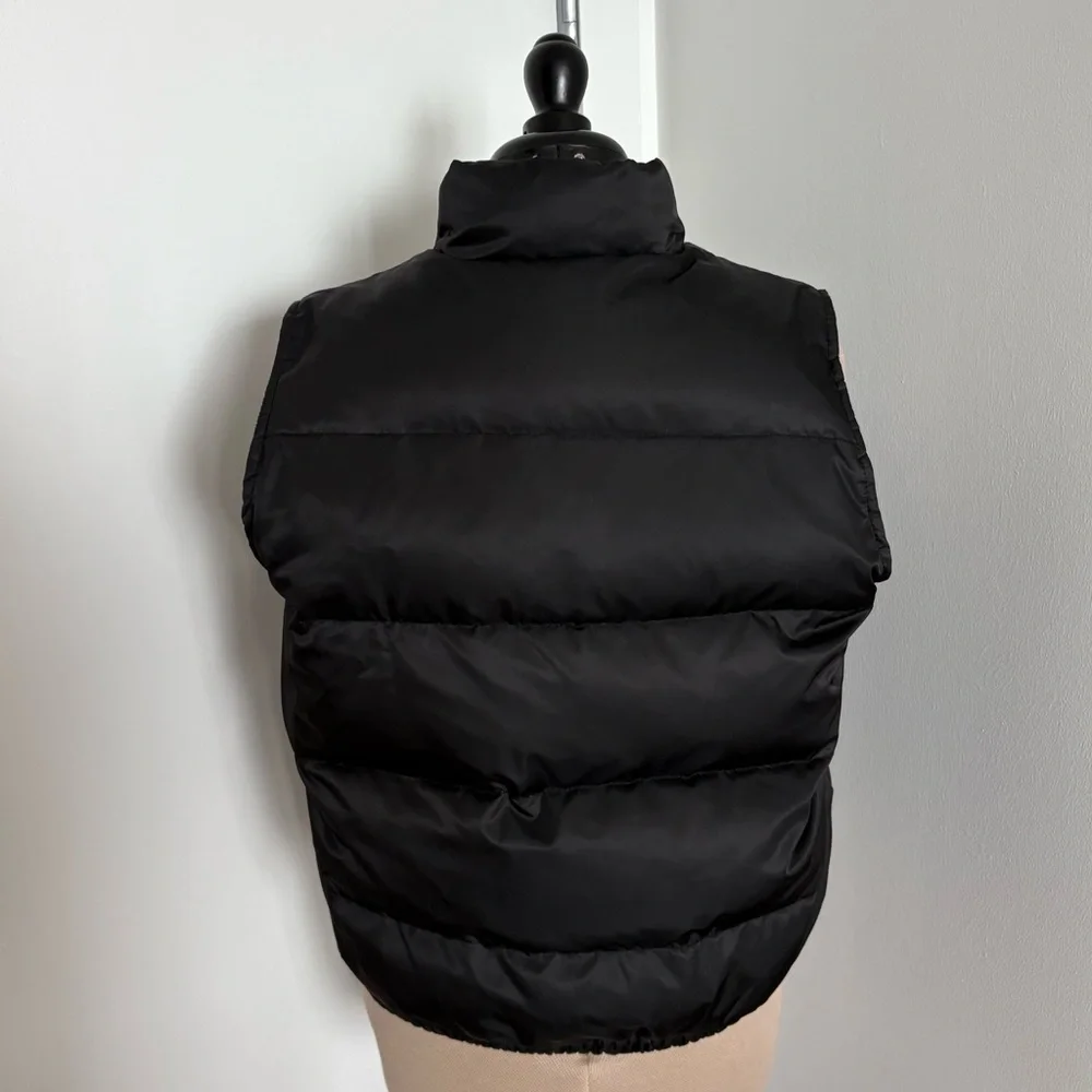 VTG Old Navy Womens Teen Puffer Vest Size Large Black Pink Down Feathers Comfy